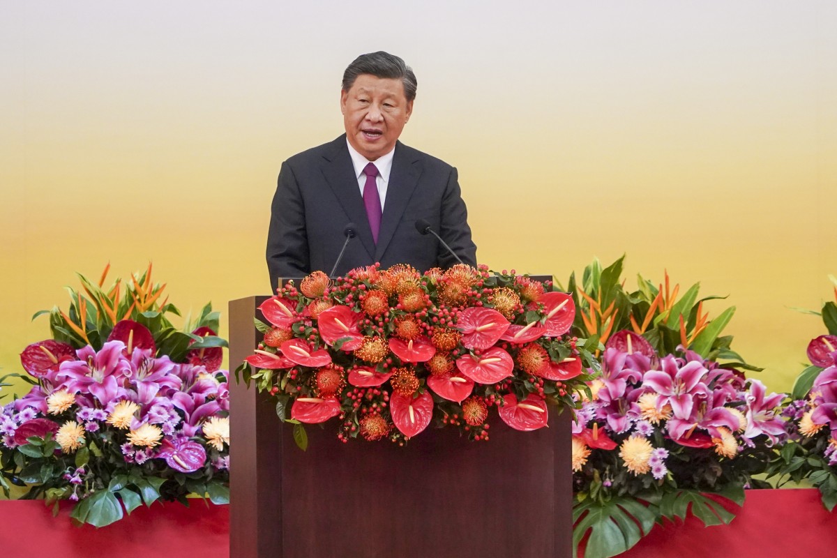 Chinese President Xi Jinping makes a speech at a gathering celebrating the 25th anniversary of Hong Kong’s return to Chinese rule last week.
Photo: Felix Wong 