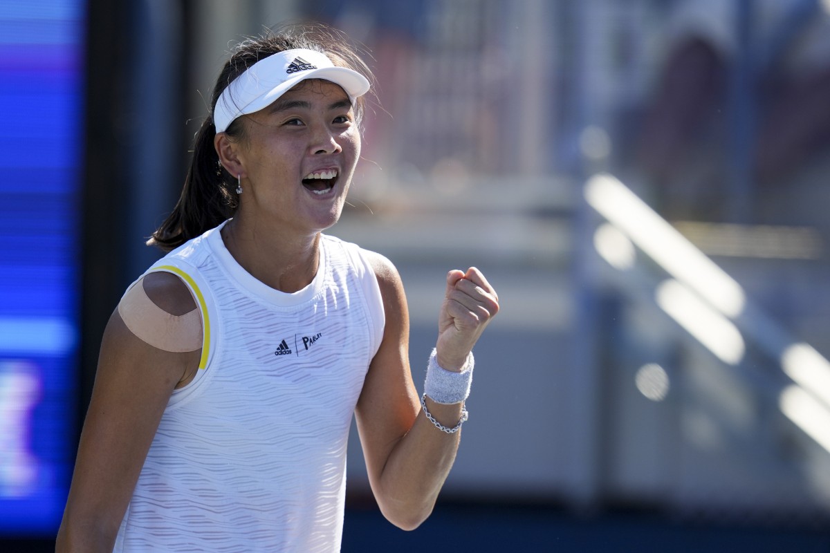 Yuan Yue celebrates after beating Irina-Camelia Begu in the second round of the US Open. Photo: Xinhua