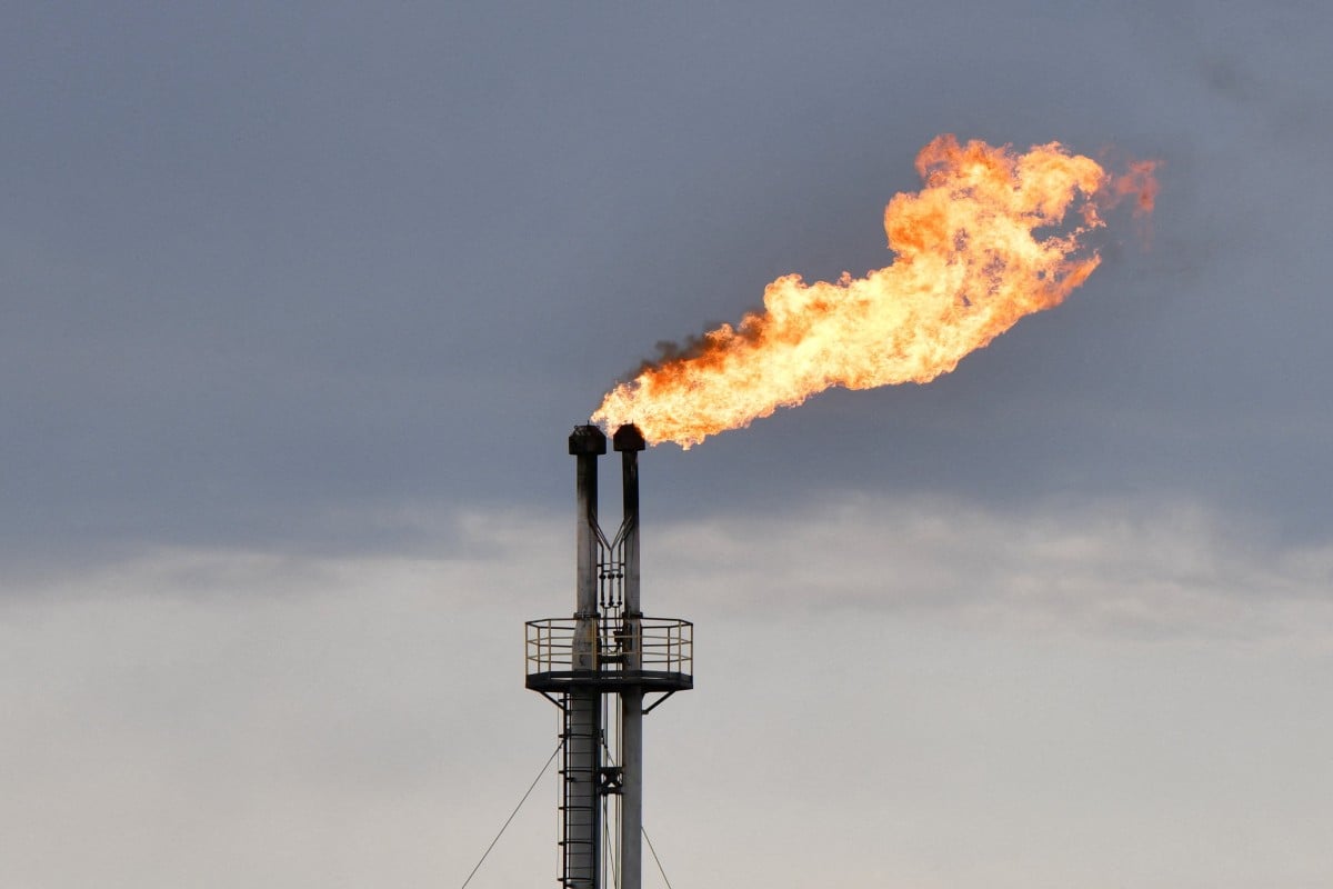 A flare stack is seen at a Rosneft oil facility outside the town of Neftegorsk in Russia in September. Photo: Reuters