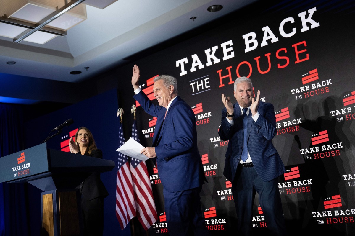House Minority Leader Kevin McCarthy, Republican of California, arrives at a midterm elections event in Washington on Tuesday. McCarthy expressed confidence his party would seize control of the lower chamber of Congress. Photo: AFP via Getty Images/TNS