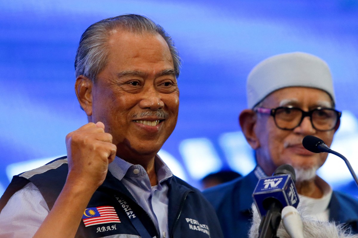 Malaysian’s former prime minister and Perikatan Nasional chairman Muhyiddin Yassin after the general election on Sunday. Photo: Reuters