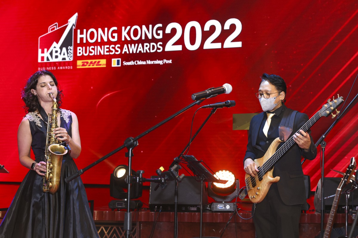 A band performs during the gala dinner at the DHL/SCMP Hong Kong Business Awards 2022 at the Grand Hyatt Hotel, Wan Chai. Photo: K. Y. Cheng