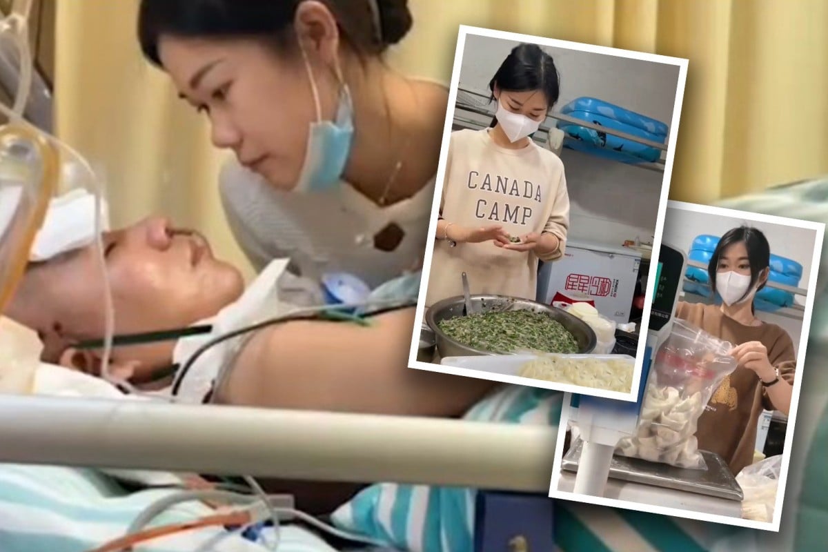 I will wait for him to wake up': young wife of Chinese man in a coma shows undying love for husband by selling dumplings to meet medical costs | South China Morning