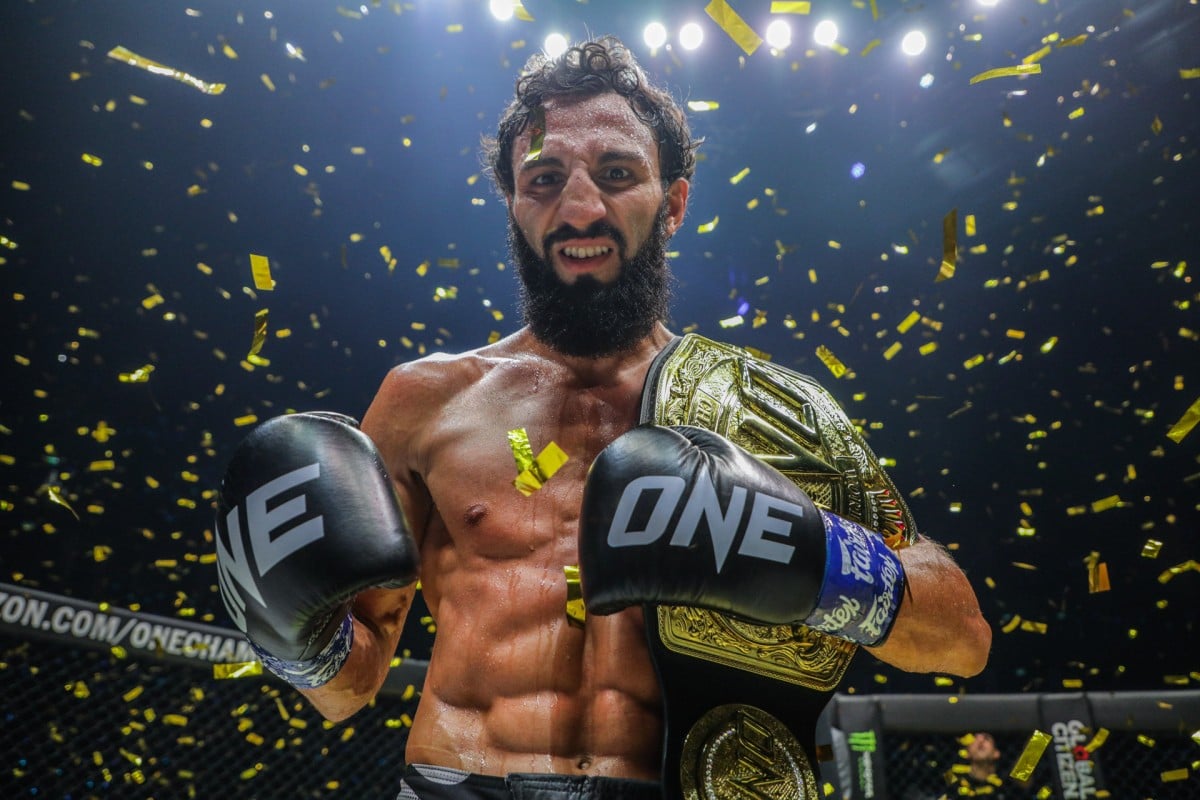 Chingiz Allazov celebrates after defeating Superbon. Photo: ONE Championship