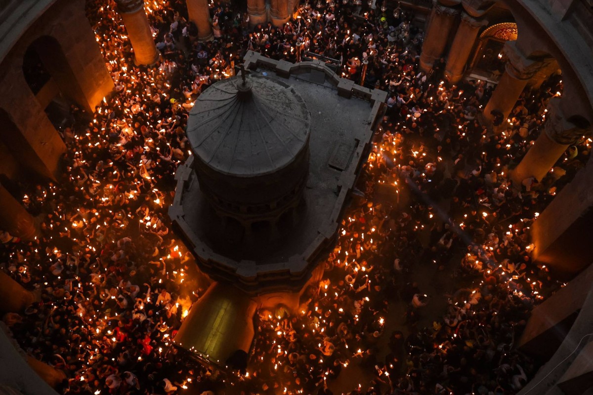 Thousands of Christians in Jerusalem for Orthodox Easter 'Holy Fire' rite