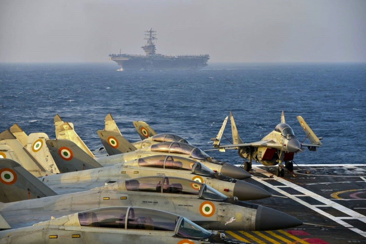 Indian army fighter jets are seen during a naval exercise by Indian, Australian, Japanese and US troops in November 2020. A new exercise has been agreed upon by the Quad members. Photo: AFP/Indian Navy