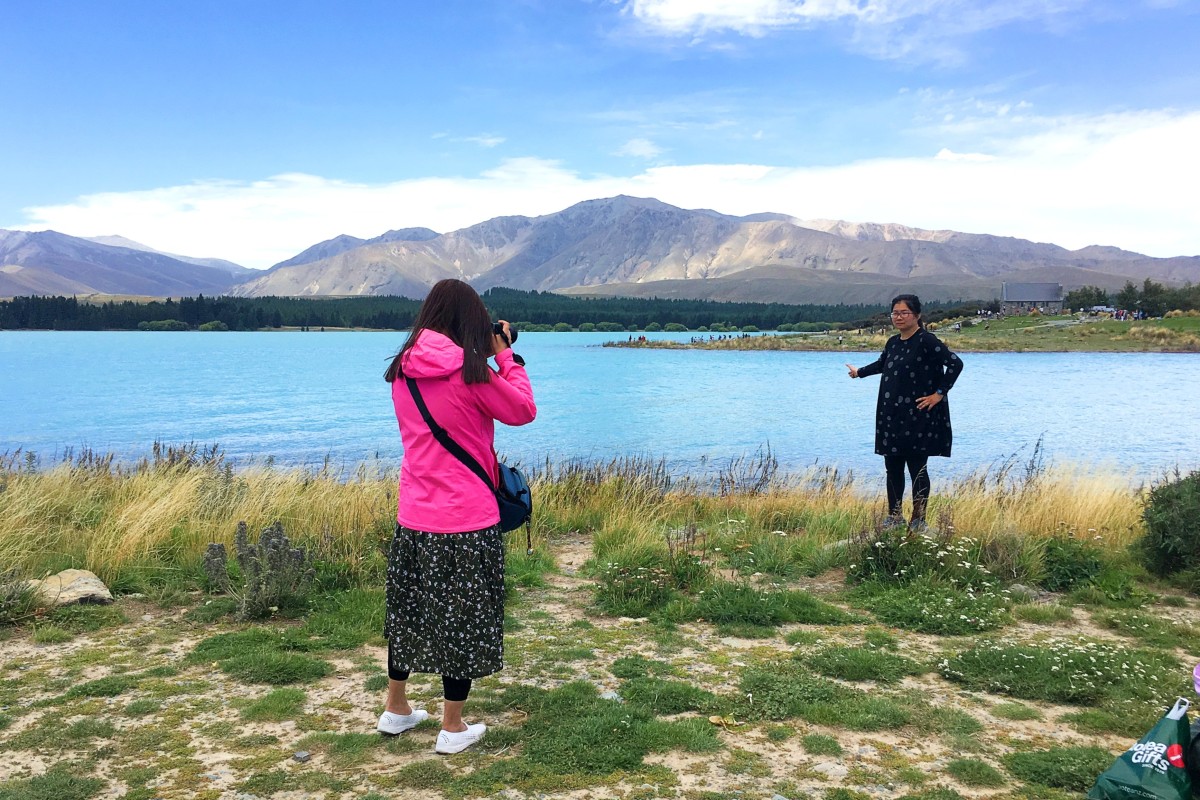 Chinese tourists at Lake Tekapo in New Zealand. New Zealanders responding to the survey said they “felt warmer” towards many Asian nations than the year before. Photo: Francine Chen
