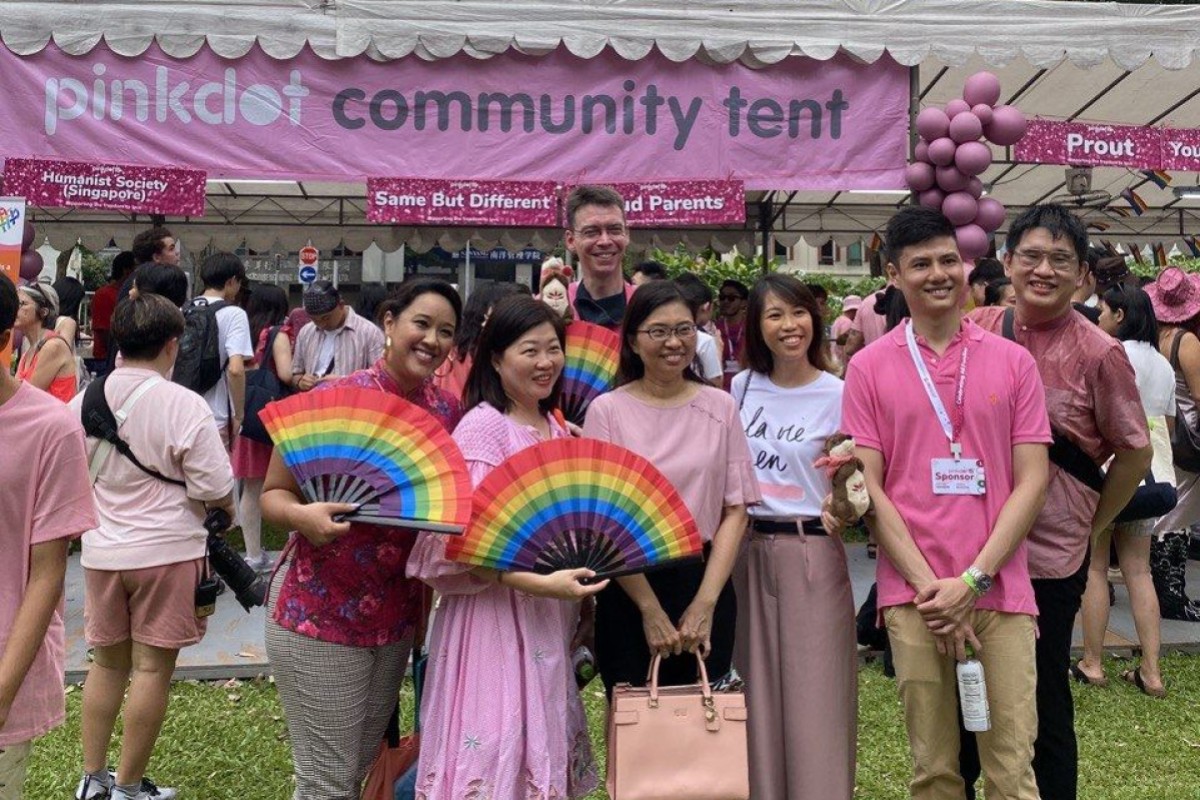 Non-constituency Member of Parliament Hazel Poa (middle, with bag) was in attendance. Photo: Kimberly Lim