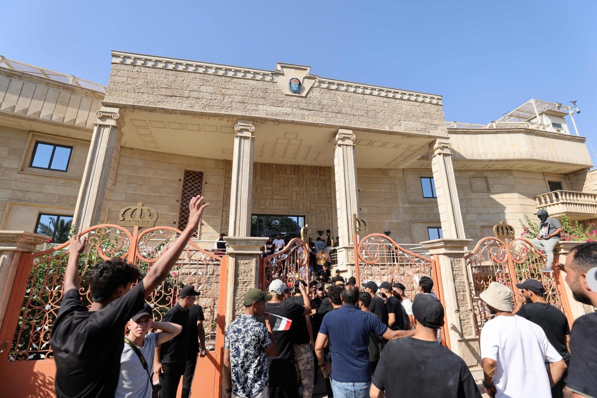 Iraqi protesters breached Sweden’s embassy in Baghdad on Thursday, angered by the Koran burning. Photo: AFP
