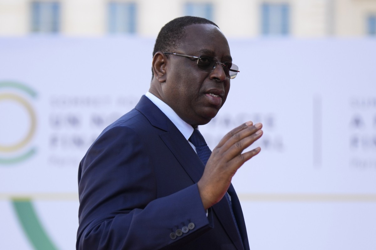 Senegal’s President Macky Sall arrives for the closing session of the New Global Financial Pact Summit in Paris in June. Photo: AP