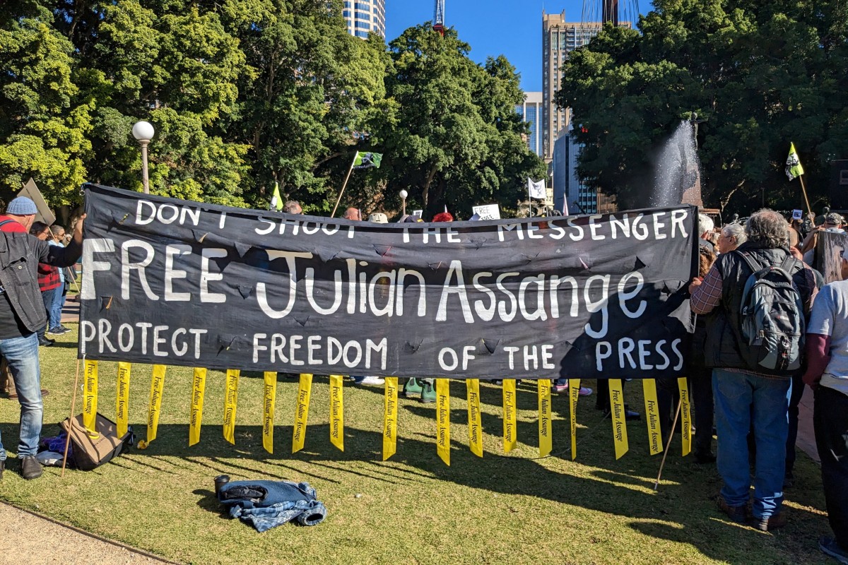 Supporters of Julian Assange demonstrate in Sydney, Australia, in May. Photo: Reuters