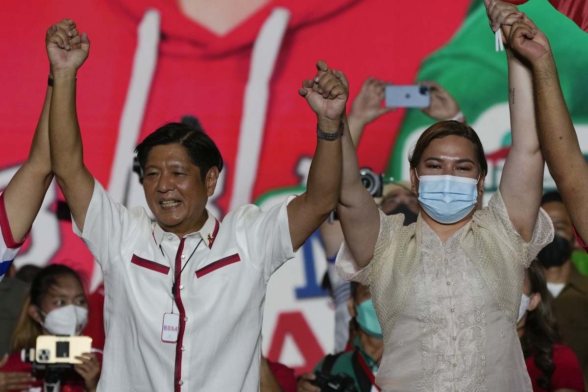 Ferdinand Marcos Jnr and then-presidential running mate Sara Duterte-Carpio on May 7, 2022. Photo: AP