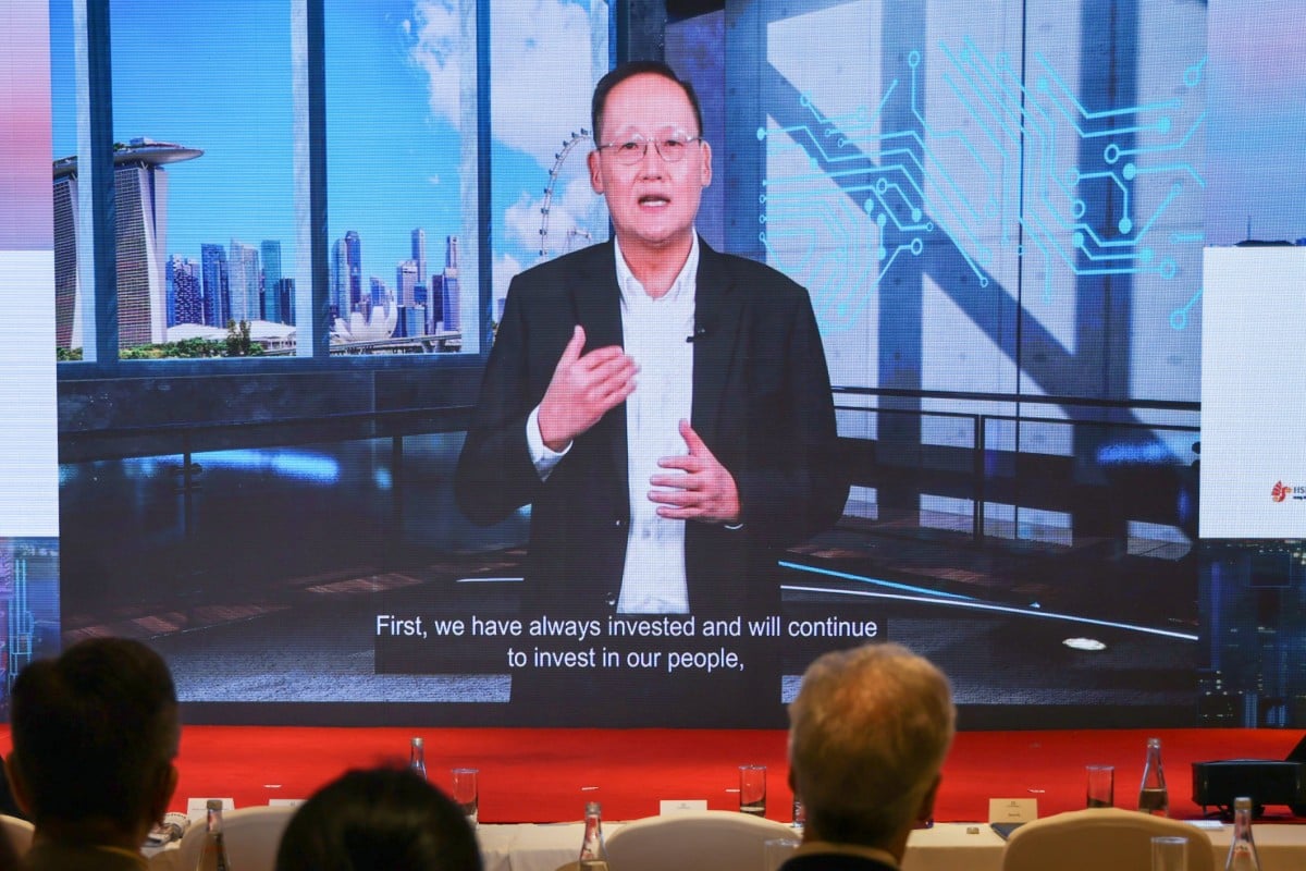 Tan See Leng, Singapore’s minister for manpower, gives his keynote speech at the Hong Kong-Asean Summit 2023. Photo: May Tse