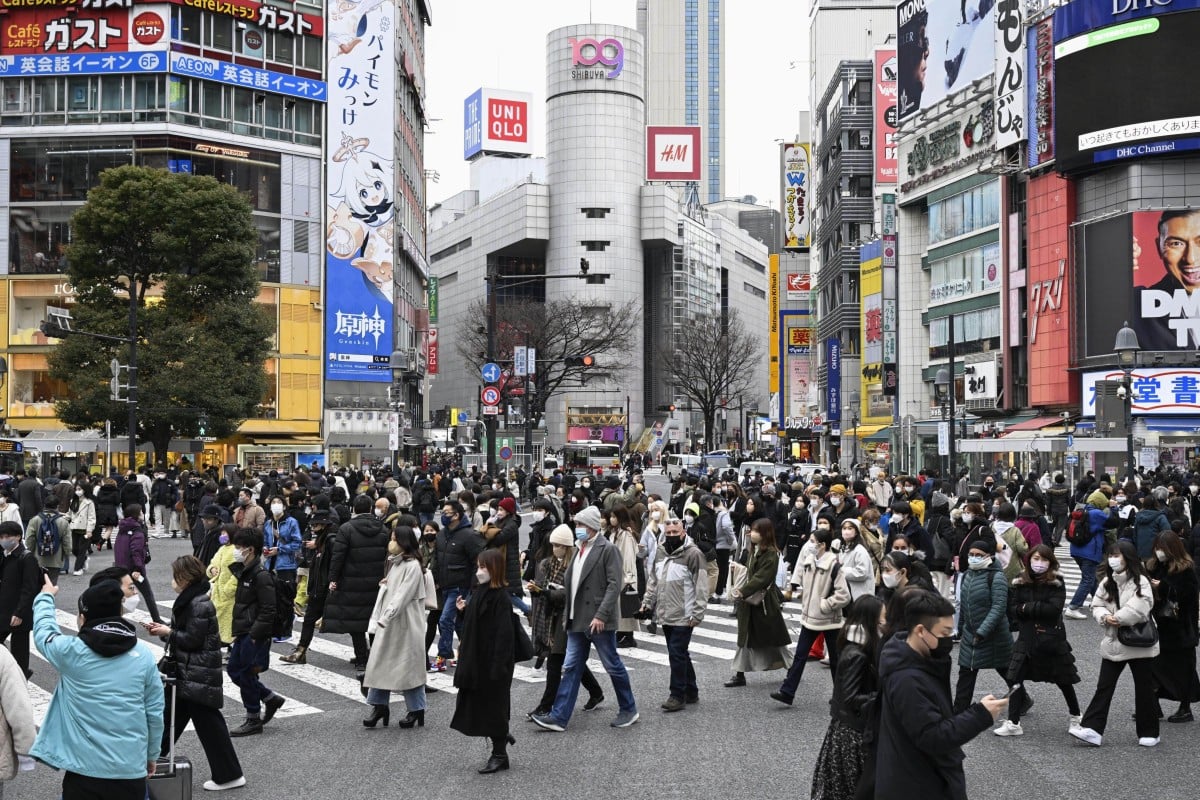 People crossing in Tokyo’s Shibuya district. Photo: Kyodo