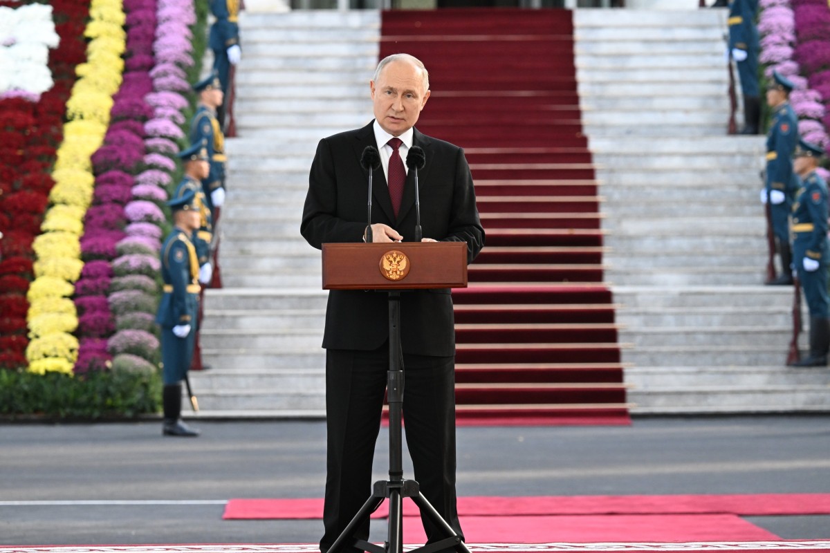 Russian President Vladimir Putin speaks in Kyrgyzstan, in his first foreign visit since the International Criminal Court issued an arrest warrant for him. Photo: via AP