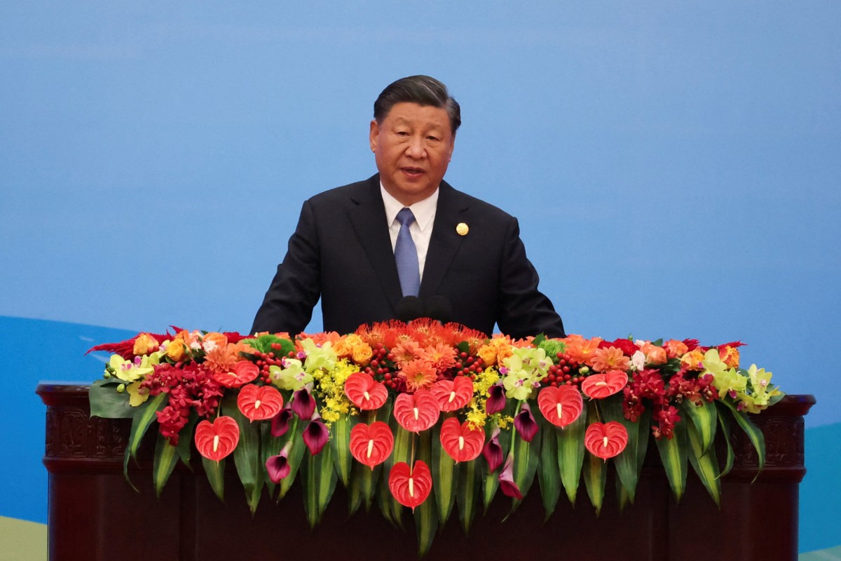 Chinese President Xi Jinping addresses the belt and road forum in Beijing. Photo: Reuters