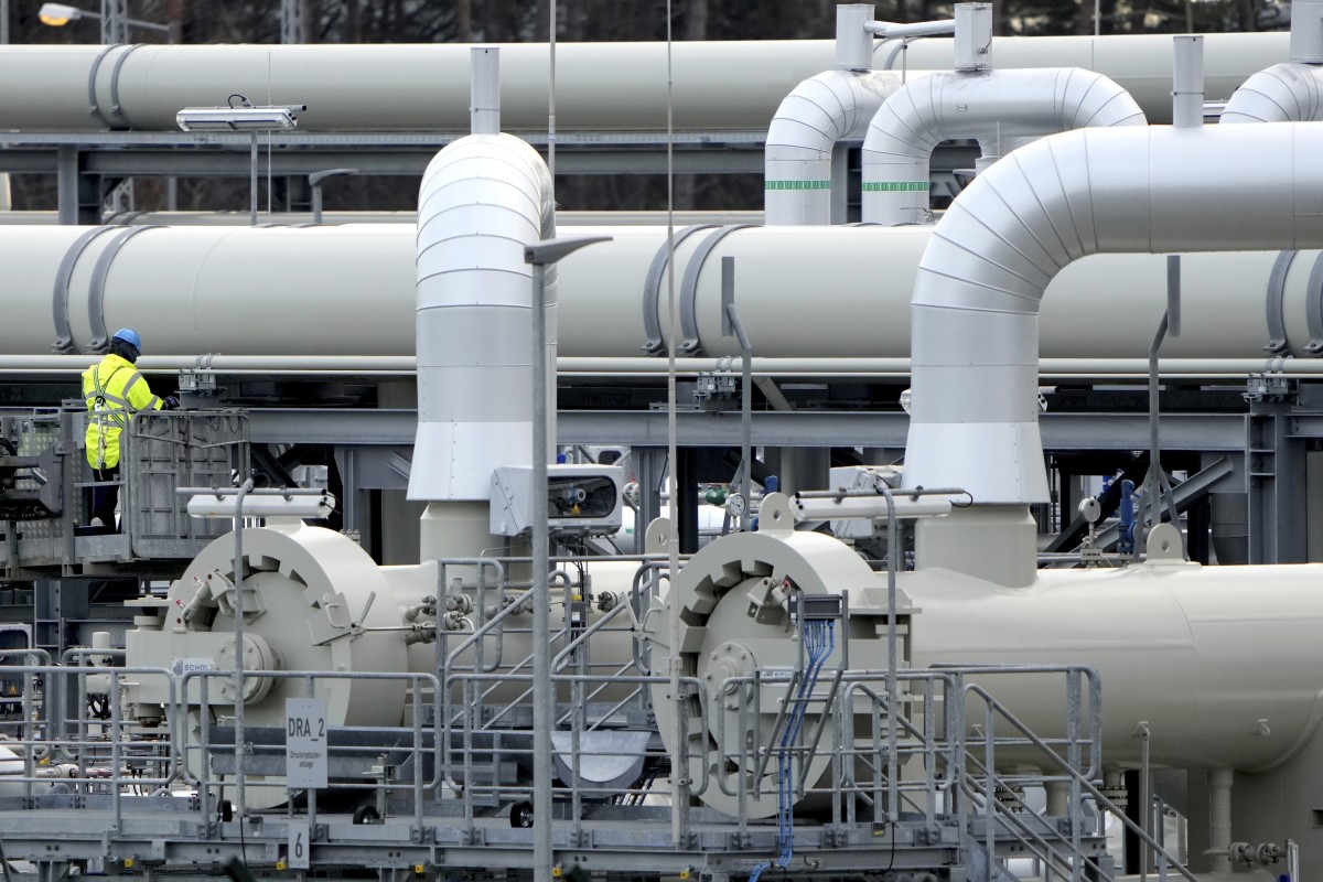 Pipes at the landfall facilities of the Nord Stream 2 gas pipeline in Lubmin, northern Germany. The multi-billion dollar Nord Stream 1 and 2 pipelines transporting gas under the Baltic Sea were ruptured by a series of blasts in the Swedish and Danish economic zones in September 2022, releasing vast amounts of methane into the air. Photo: AP