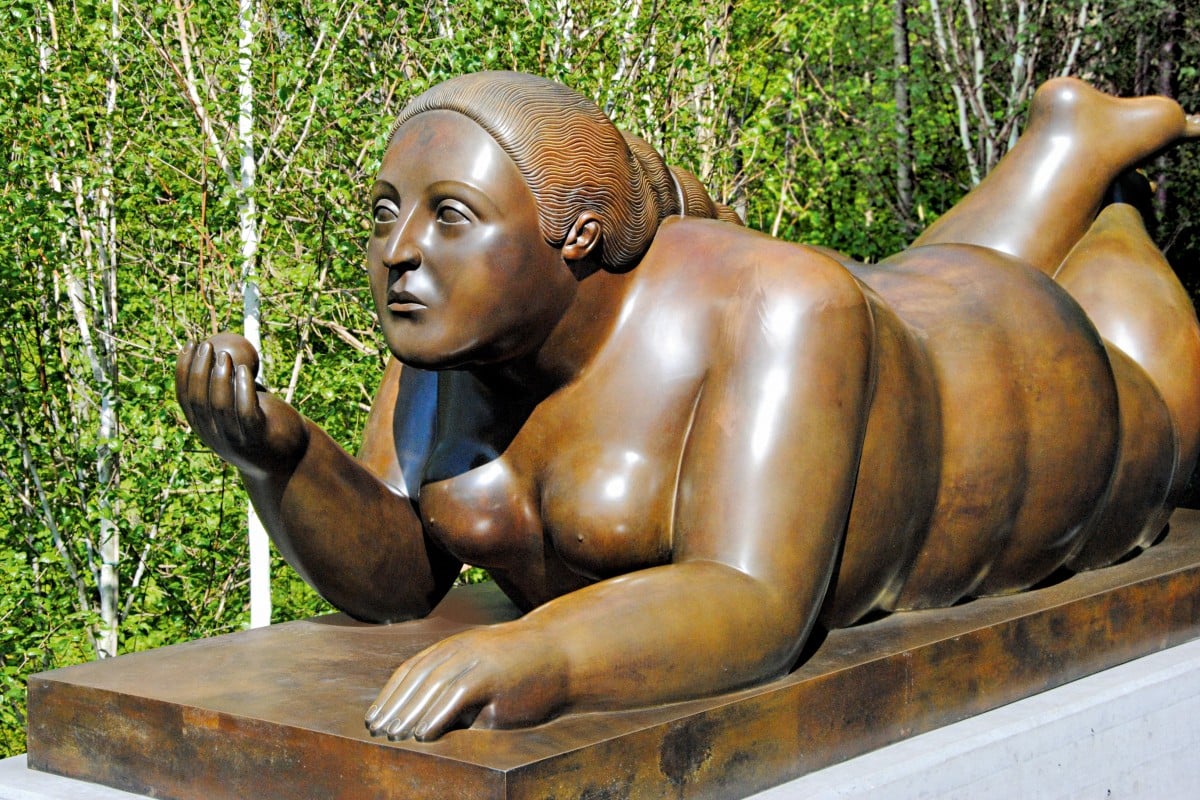 Detail from Fernando Botero’s sculpture Woman With Fruit (1996) at The Dolder Grand hotel in Zurich, Switzerland.