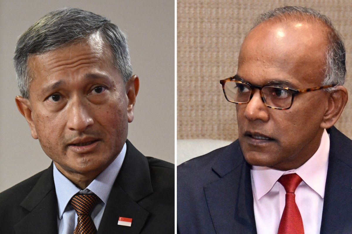 Singapore’s Foreign Minister Vivian Balakrishnan (left) and Law Minister K. Shanmugam are seen in this composite picture. Photo: SCMP Pictures