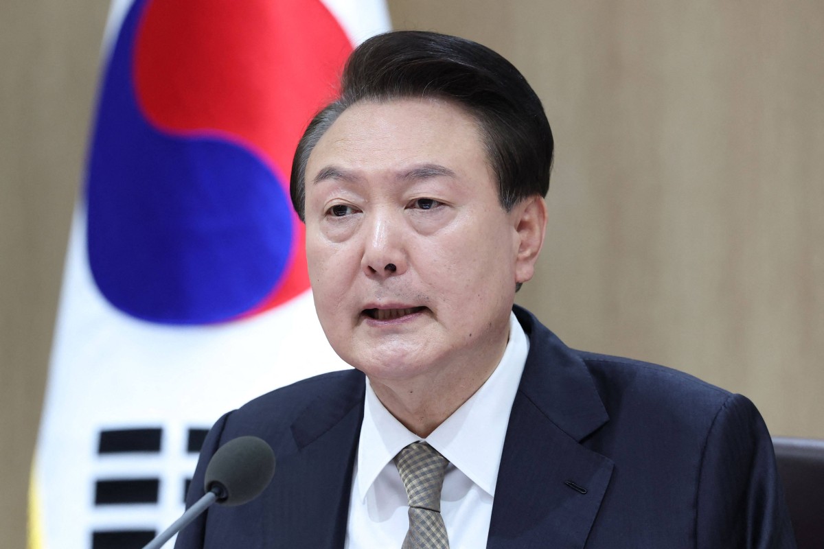 South Korean President Yoon Suk Yeol speaks during a cabinet meeting in Seoul on February 20. Photo: AFP