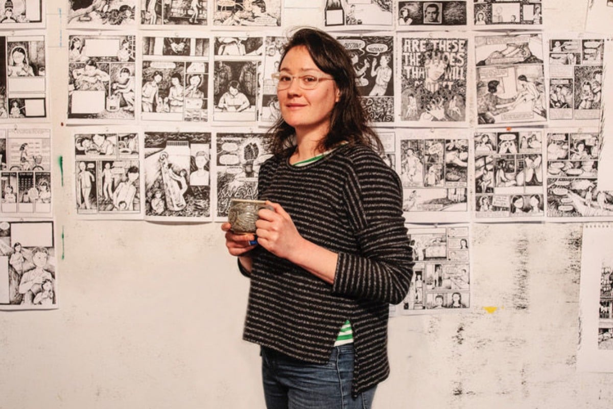 Image of author Tessa Hulls. Hulls, now 39, wrote her first graphic memoir, Feeding Ghosts, published by Macmillan US this March. It’s raw, intense and honest, drawing and writing out stories of intergenerational trauma from 1920s China, to 1950s Hong Kong, to present-day USA that gave Hulls a much more nuanced understanding of not only her grandmother and mother, but also herself. Photo: Tessa Hulls