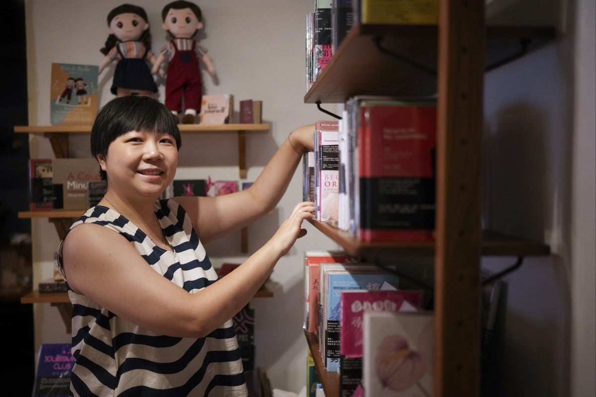 Vera Liu poses for pictures in her sex-toy shop in Central, Hong Kong. Photo: Elson Li