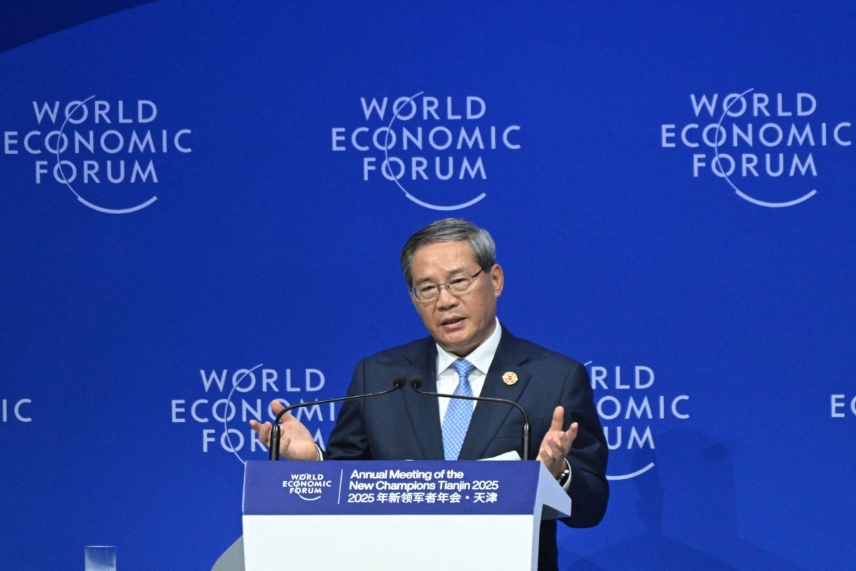 Chinese Premier Li Qiang gave the keynote address at this year’s Annual Meeting of the New Champions, also known as “Summer Davos”. Photo: AFP
