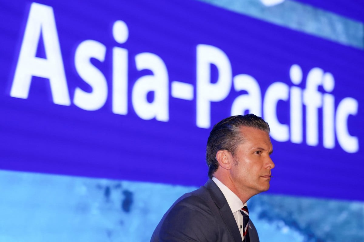 US Secretary of Defence Pete Hegseth at the Shangri-La Dialogue security summit in Singapore on Saturday. Photo: Reuters
