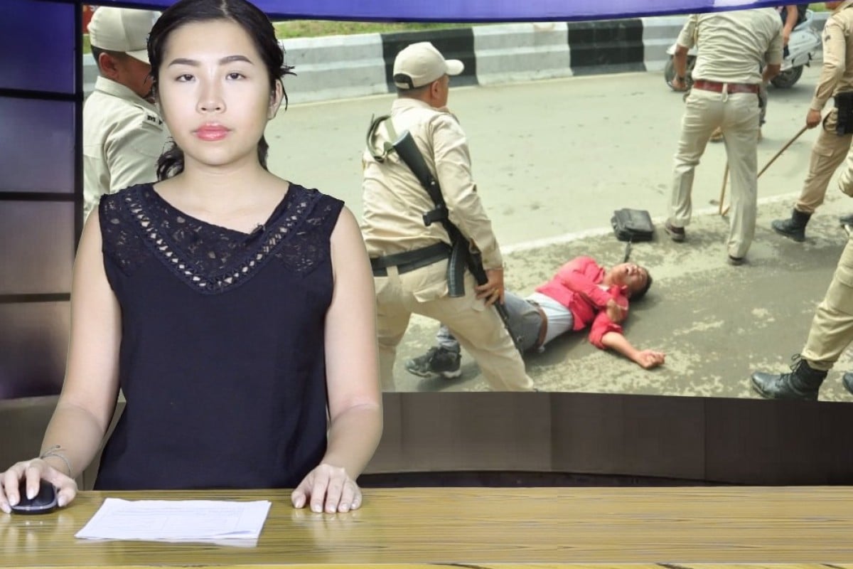 Hong Kong student volunteer Alexandra Leung presents an episode of Just Asia, a weekly human rights news programme on YouTube produced by the Hong Kong-based Asian Human Rights Commission.