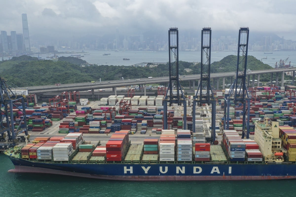 Us China Trade War And Brexit Casting Shadow Over Hong Kong Economy - cargo ships and containers at the kwai tsing container port which is likely to feel