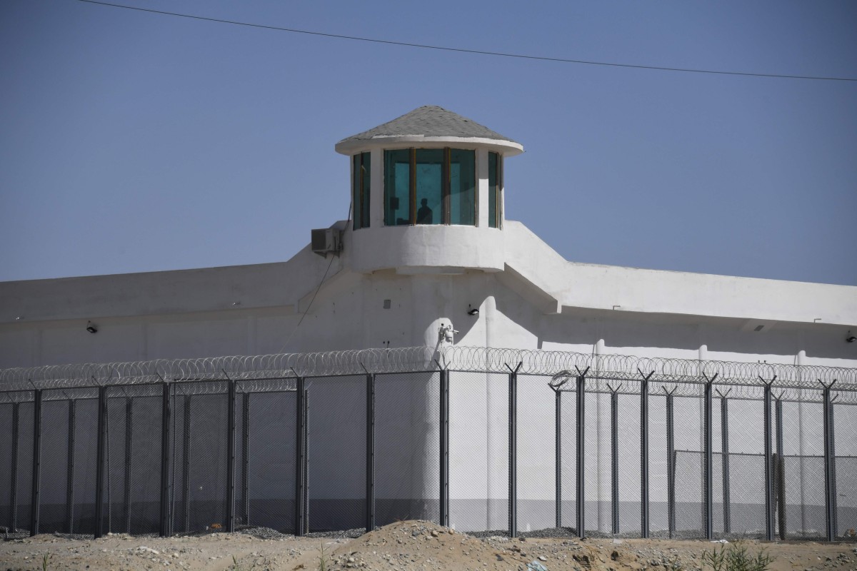 A watchtower at a high-security facility near what is believed to be a re-education camp where mostly Muslim minorities are detained, on the outskirts of Hotan, in Xinjiang. Photo: AFP