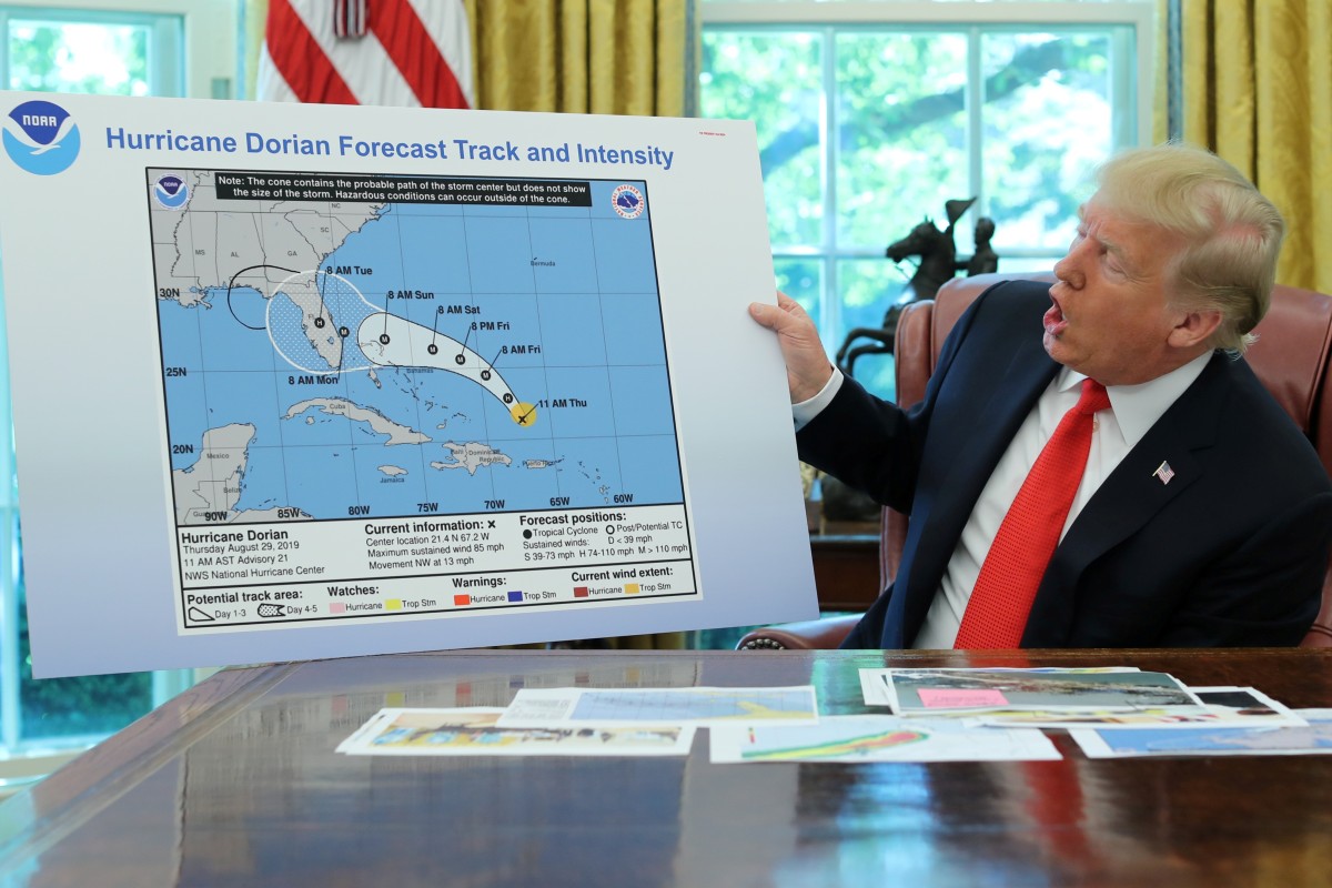 Donald Trump shows fake Hurricane Dorian map to validate his