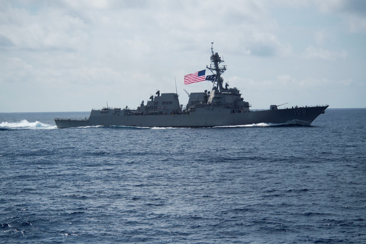The US Navy’s guided missile destroyer USS Wayne E. Meyer sailed near the Paracel Islands in the South China Sea on Friday. Photo: Reuters