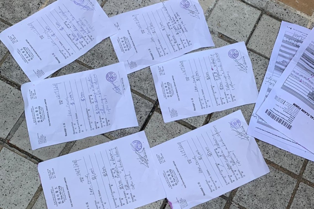 receipts for medical treatment including one post dated medical receipts