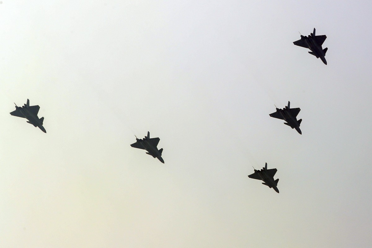 J-20 stealth fighter jets will be featured in Tuesday’s National Day parade in Beijing. Photo: AP