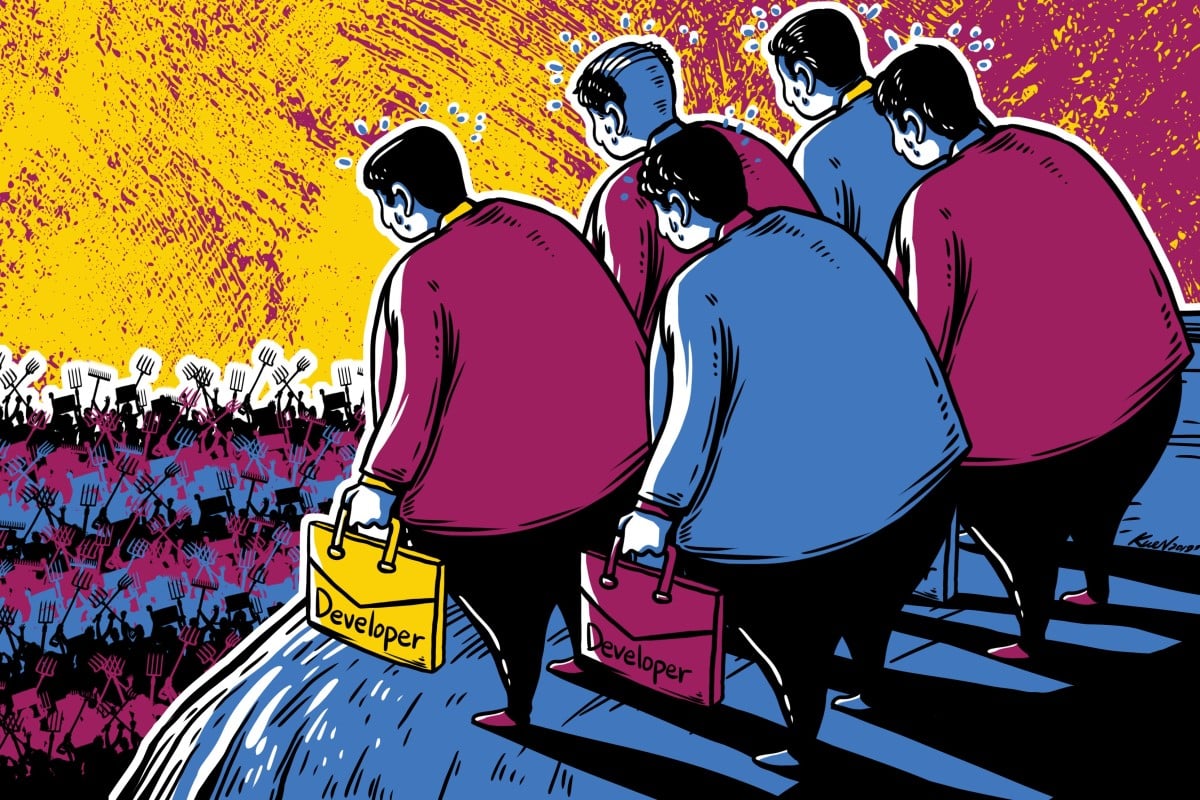 With two of Hong Kong’s four biggest landowners giving up some of their land holdings toward public housing, has the city reached a turning point? Illustration: Lau Ka-kuen