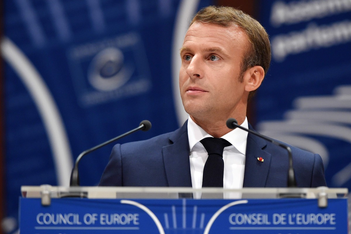 President Emmanuel Macron of France speaks to the Council of Europe parliamentary assembly on Tuesday. Photo: AFP