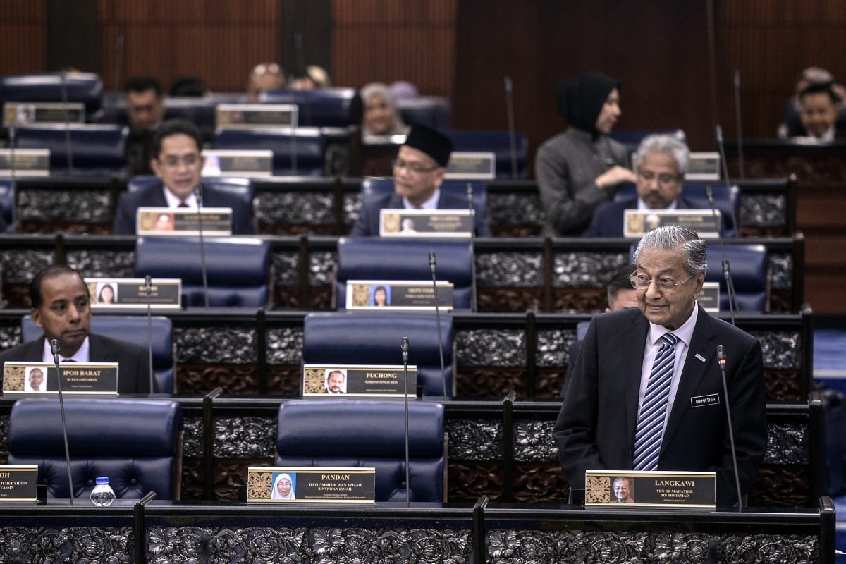 Prime Minister Mahathir Mohamad in the lower house of the Malaysian parliament. Photo: DPA