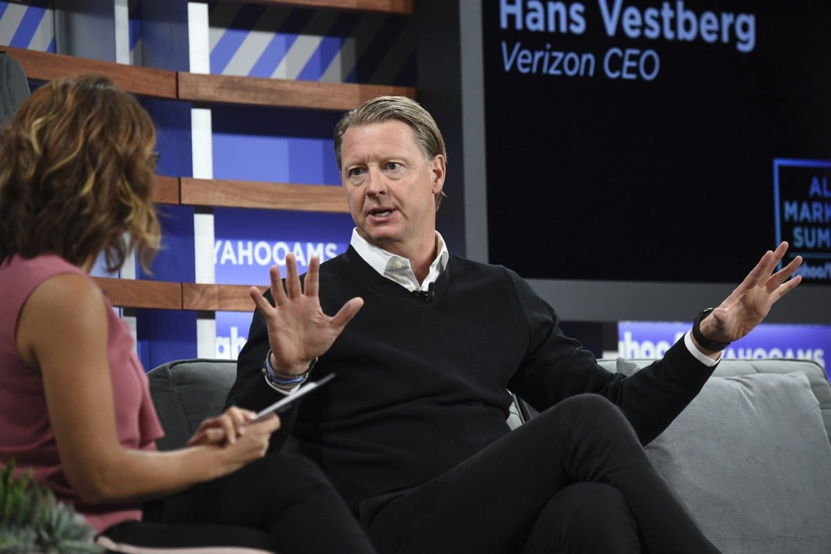 Verizon Communications chief executive Hans Vestberg interviewed during the Yahoo Finance All Markets Summit in New York on Thursday. Photo: Invision via AP