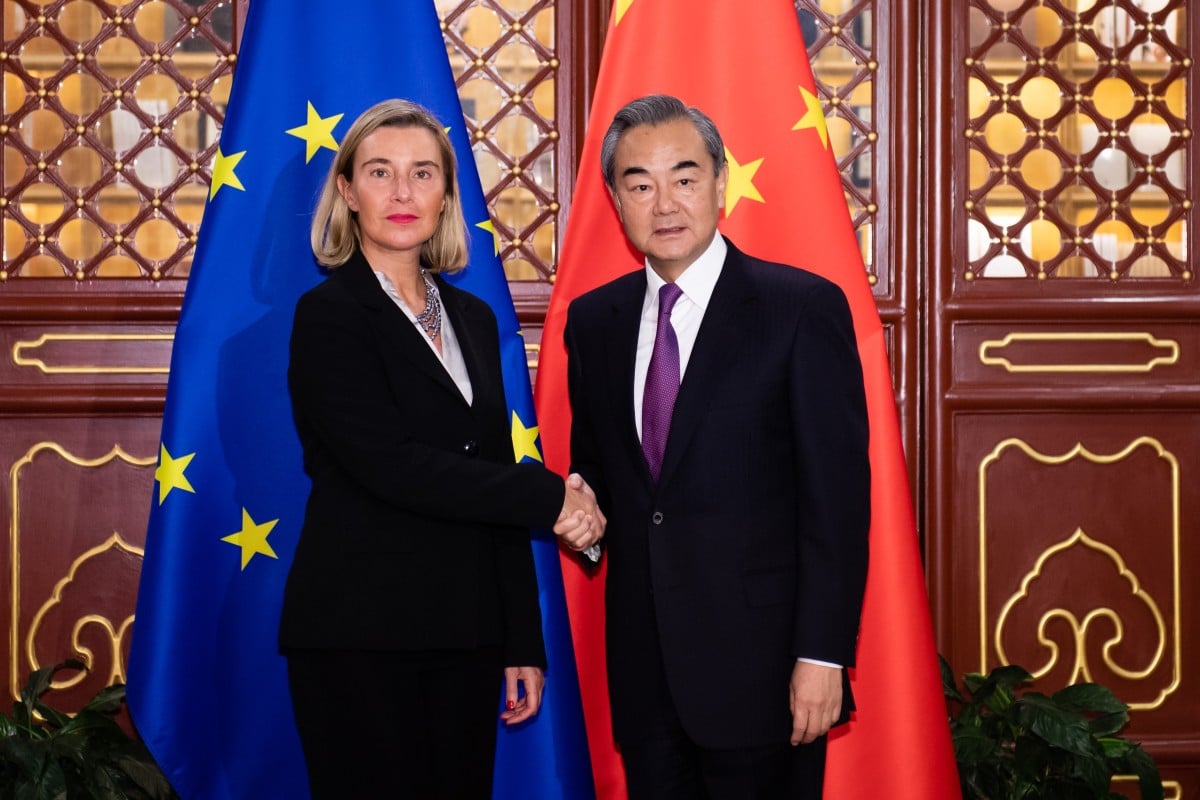 Chinese Foreign Minister Wang Yi met his EU counterpart Federica Mogherini in Beijing on Tuesday. Photo: Xinhua