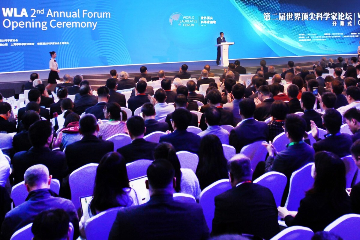 More than three dozen Nobel Prize winners for science were among the gathering in Shanghai for the second annual forum of the World Laureates Association. Photo: Xinhua