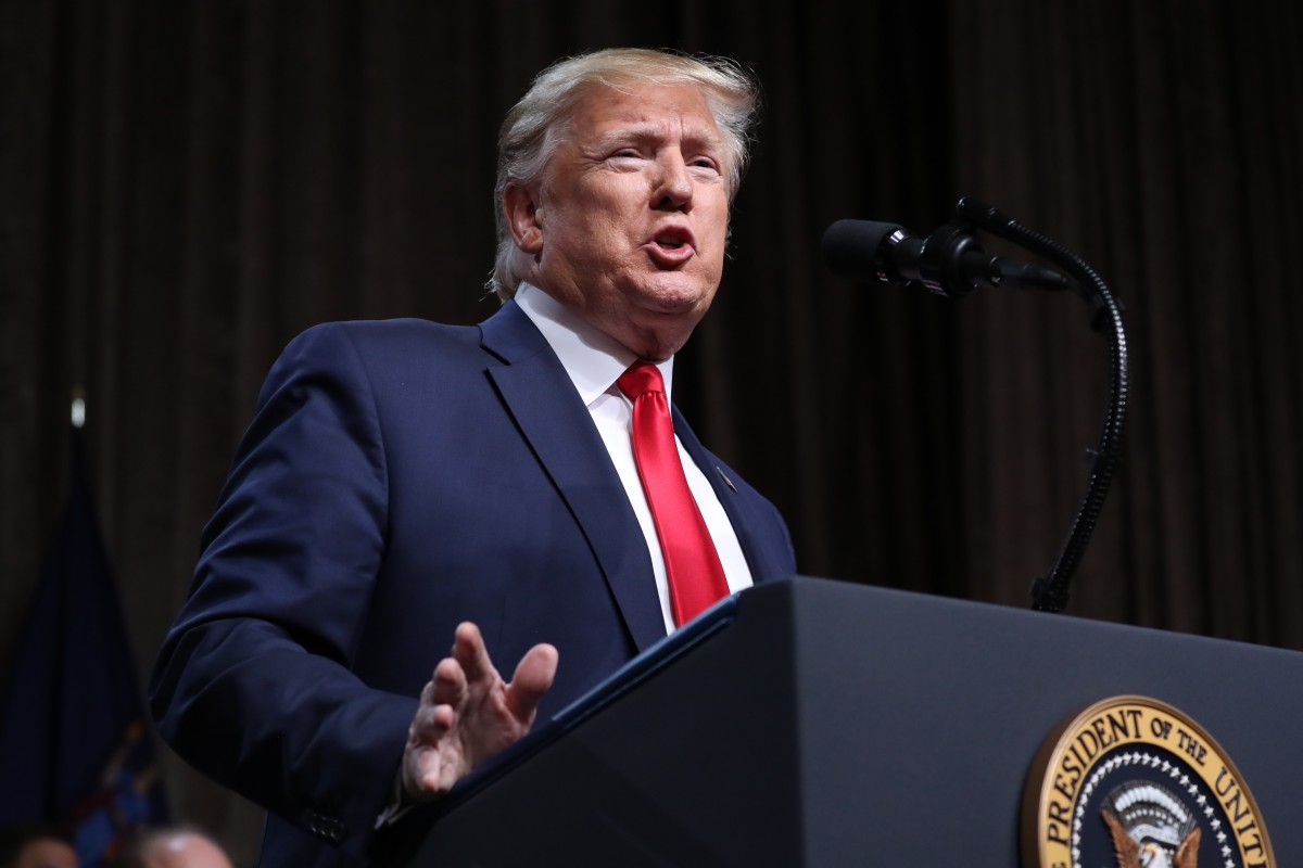 US President Donald Trump speaking in New York on Tuesday. Photo: AP