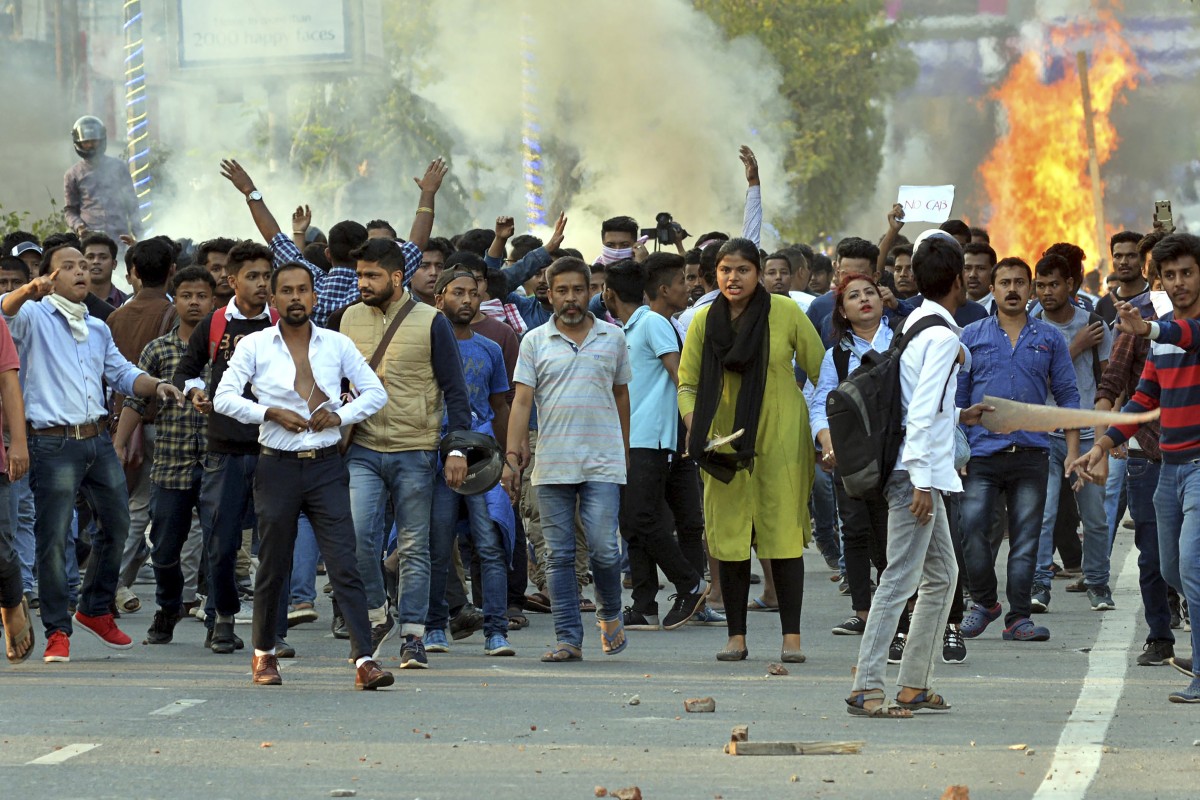 Protestors demonstrate against the Citizenship Amendment Bill (CAB) in Guwahati, India. Photo: Xinhua