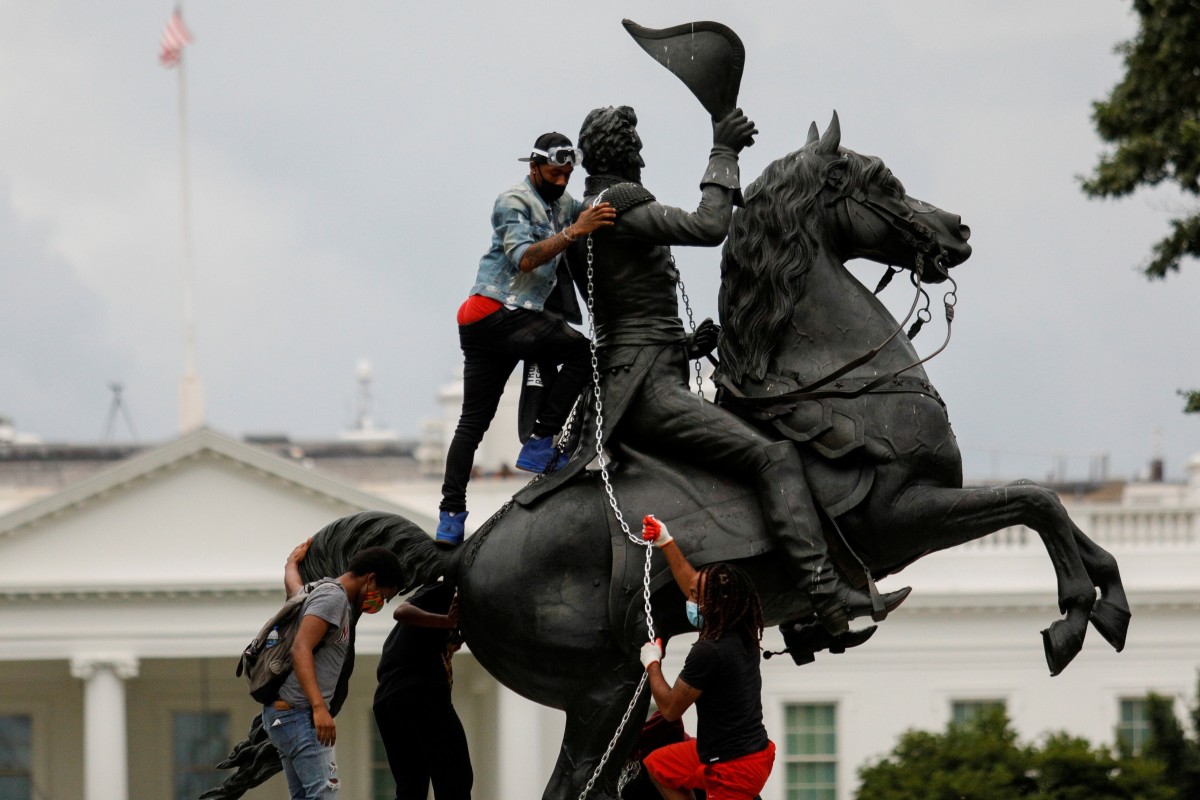Trump Tweets Wanted Posters Of 15 People For Attempted Toppling Of Andrew Jackson Statue South China Morning Post
