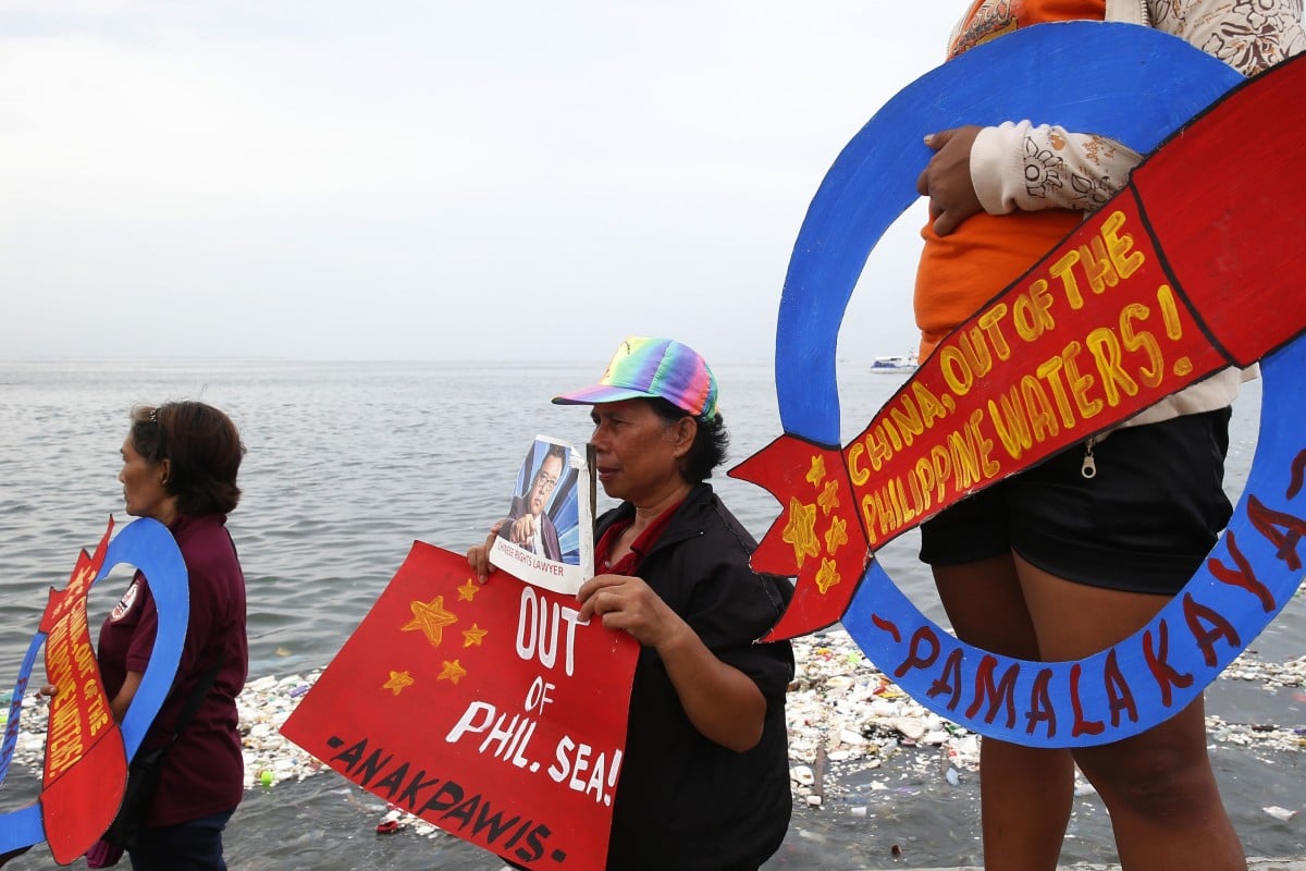 Philippine demonstrators protest against China’s activities in disputed parts of the South China Sea. Photo: AP
