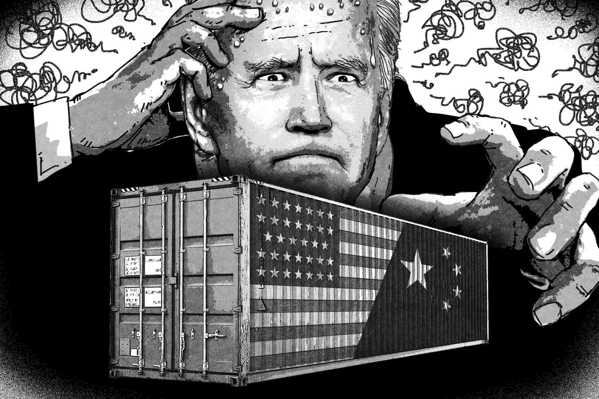 Joe Biden faces a challenge in differentiating his China trade policy from Donald Trump’s before the US goes to the polls in November. Illustration: SCMP