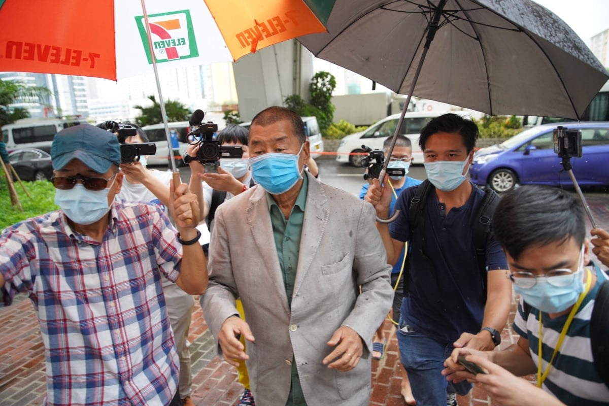 Apple Daily founder Jimmy Lai at West Kowloon Court on Thursday. Photo: Winson Wong