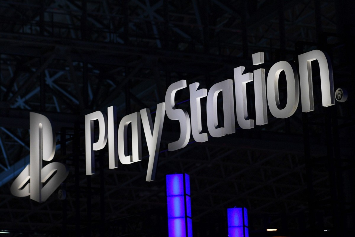 The Sony PlayStation logo is seen during the Tokyo Game Show in Makuhari, Chiba Prefecture in September 2019. Sony's eagerly awaited PlayStation 5 will launch in November 2020, taking on a new offering by console rival Xbox as video game play booms during the pandemic. Photo: AFP