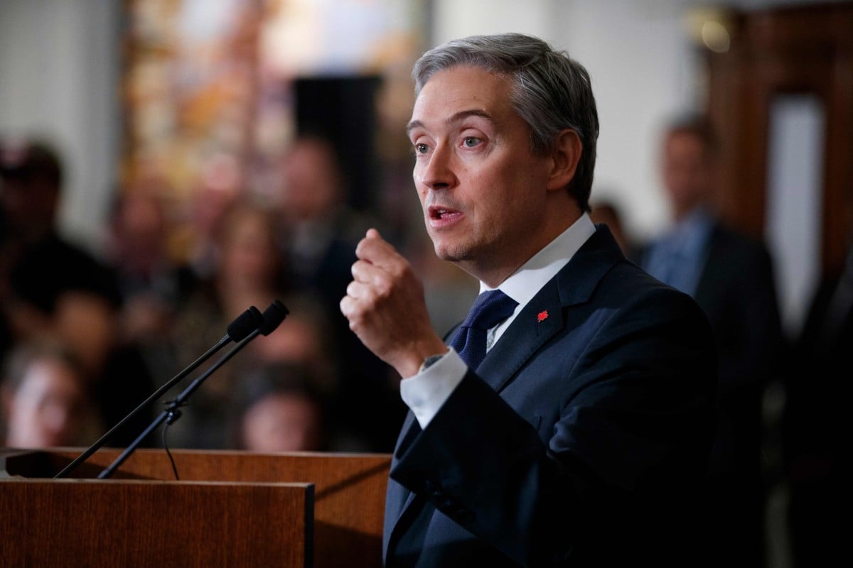 Canadian Minister of Foreign Affairs Francois-Philippe Champagne addresses a press conference at the High Commission of Canada in London in January. Photo: AFP