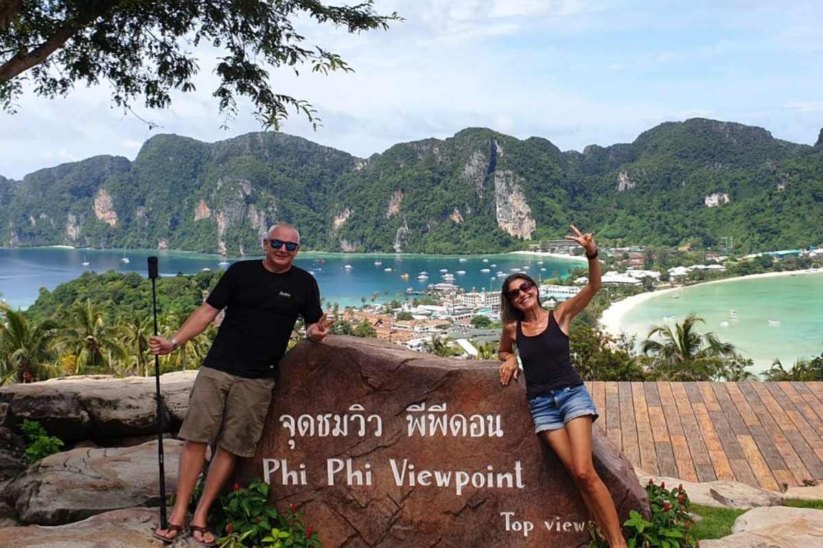 Christian and Beatrice Meier are enjoying the empty beaches and cheap hotels in Thailand, but with its borders closed for months, the impact on the many Thais who depend for their livelihood on tourism has been severe. Photo: Red Door News/Christian and Beatrice Meier